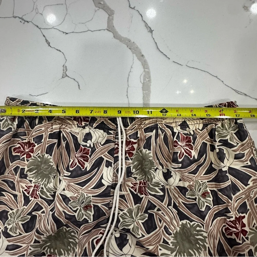 Burma Bibas Men's Floral Swim Trunks Size L Cotton Mesh Lined Tropical Shorts